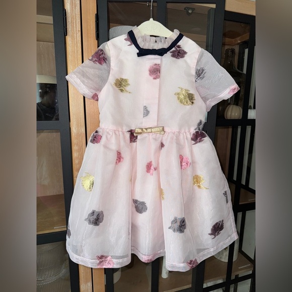 Hucklebones London dress empire bows organza formal metallic blush toddler girls - Picture 1 of 9